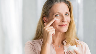 Woman Applying anti Aging Lotion on Face