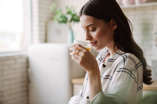 woman drinking juice